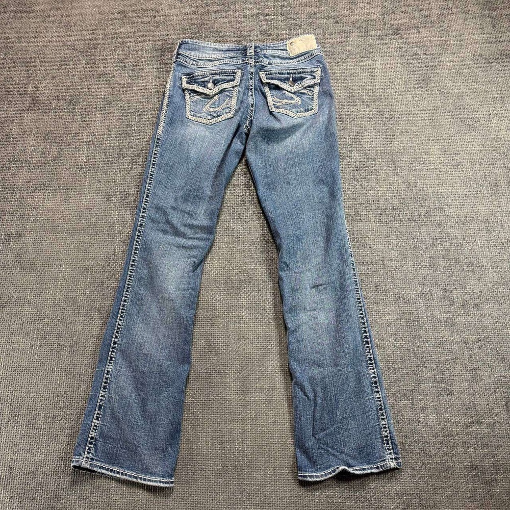 Silver Jeans Co Suki Mid Bootcut Jeans Womens 28 Medium Wash Y2K Thick Stitch